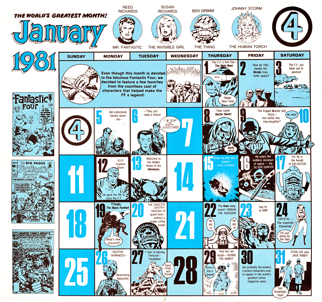 Marvel Calendar For January 1981 2015 Marvel Calendar For January 1981 2015